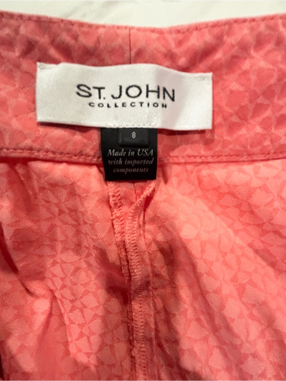 St. John Emma Trouser Women’s Coral Pink Lightweight Cropped Pants Sz 8 - Picture 2 of 10
